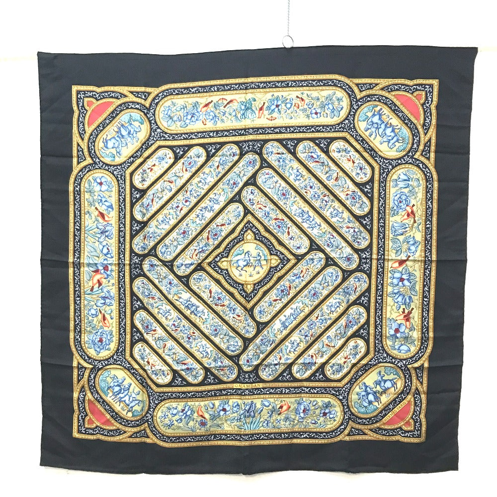 HERMES QALAMDAN Carré 90 Scarf, Silk, Women's, Black
