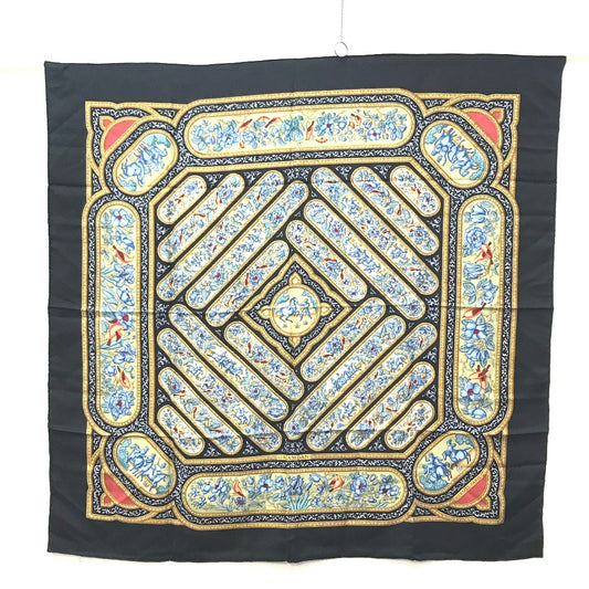 HERMES QALAMDAN Carré 90 Scarf, Silk, Women's, Black