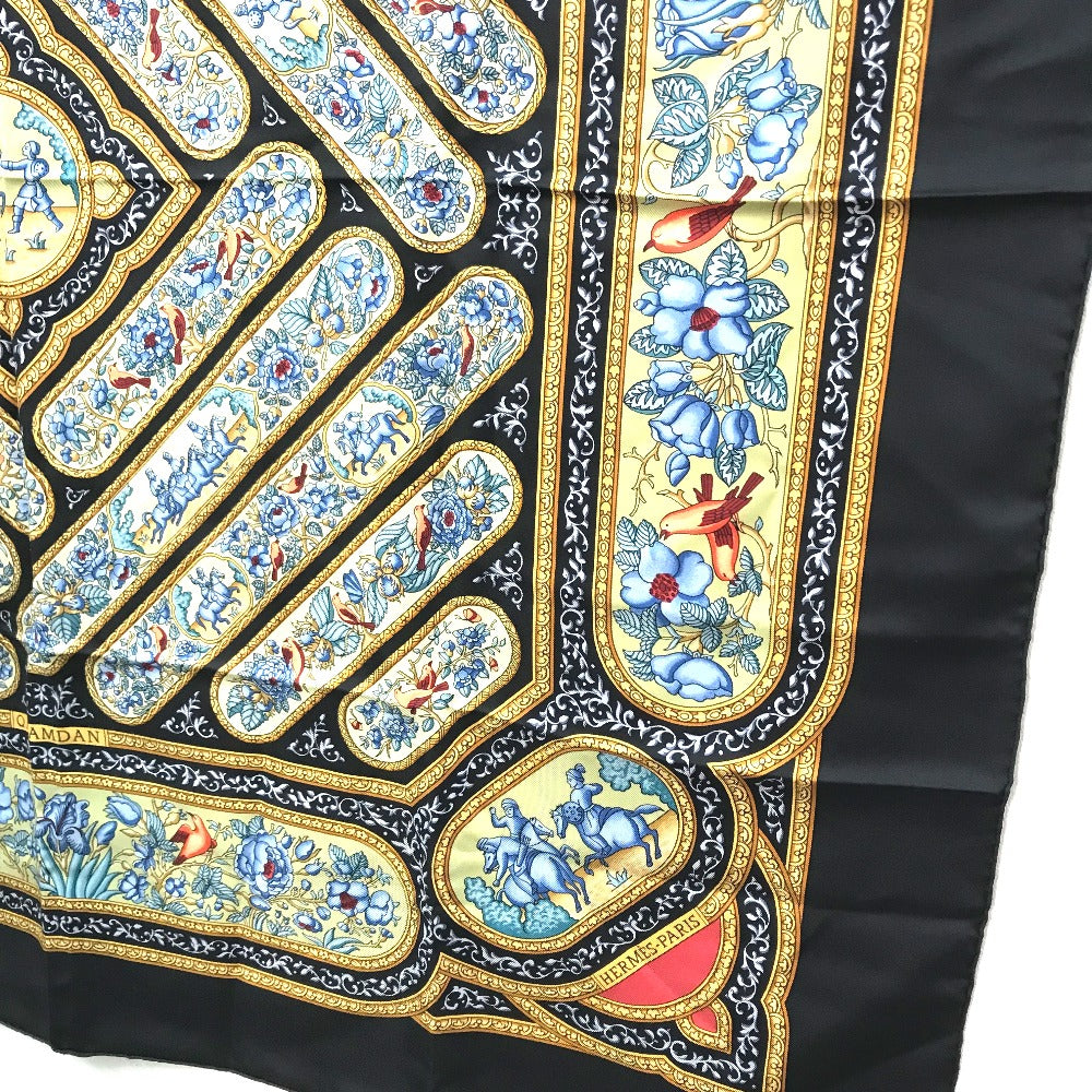 HERMES QALAMDAN Carré 90 Scarf, Silk, Women's, Black