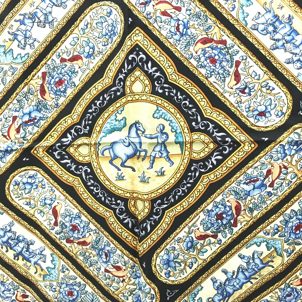 HERMES QALAMDAN Carré 90 Scarf, Silk, Women's, Black