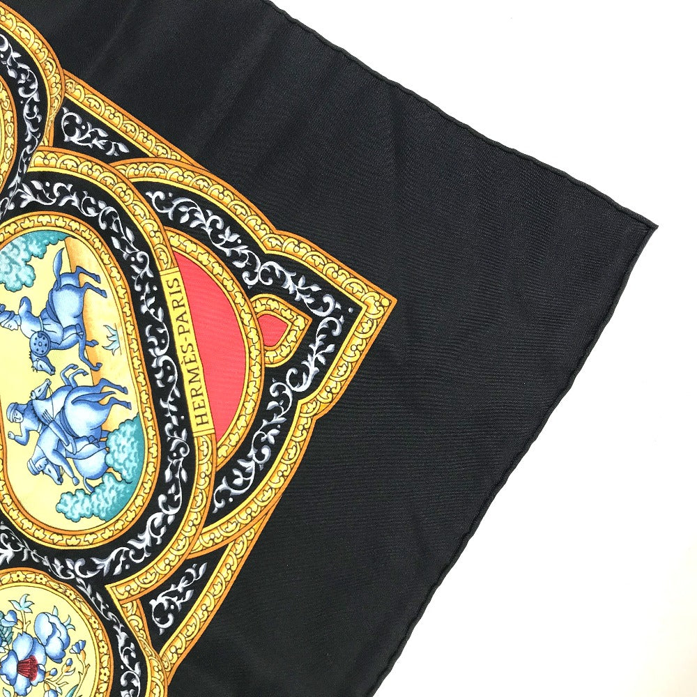 HERMES QALAMDAN Carré 90 Scarf, Silk, Women's, Black