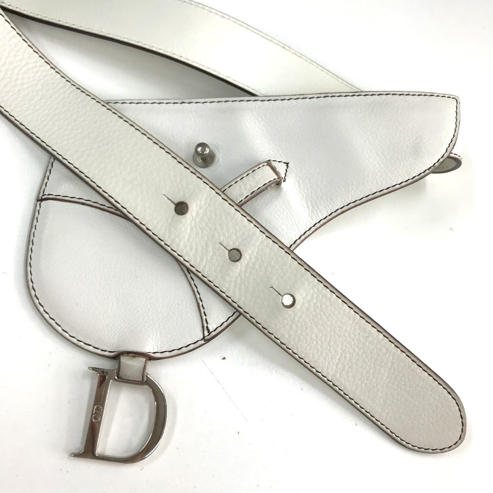 Christian Dior Saddle Bag, Waist Pouch, Leather, Women's, White
