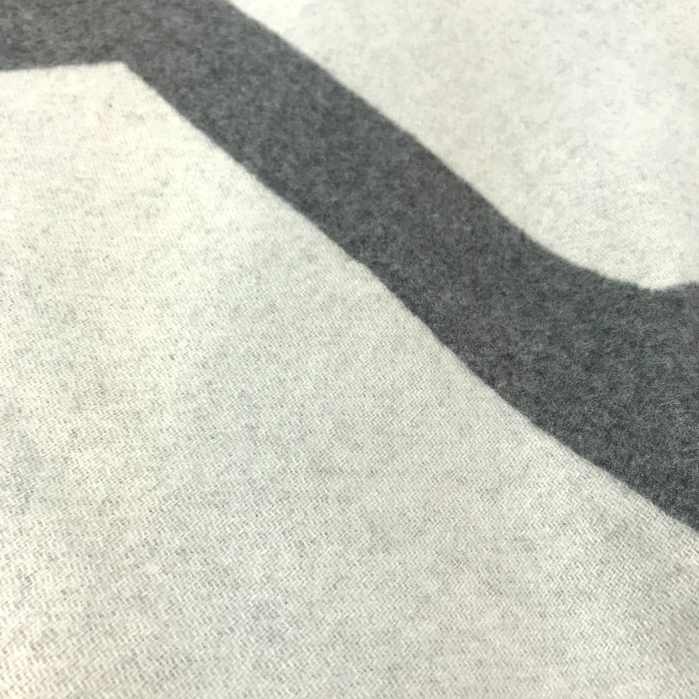 HERMES カザック・オプティック フリンジ バイカラー マフラー カシミヤ レディース グレー×ホワイト - brandshop-reference