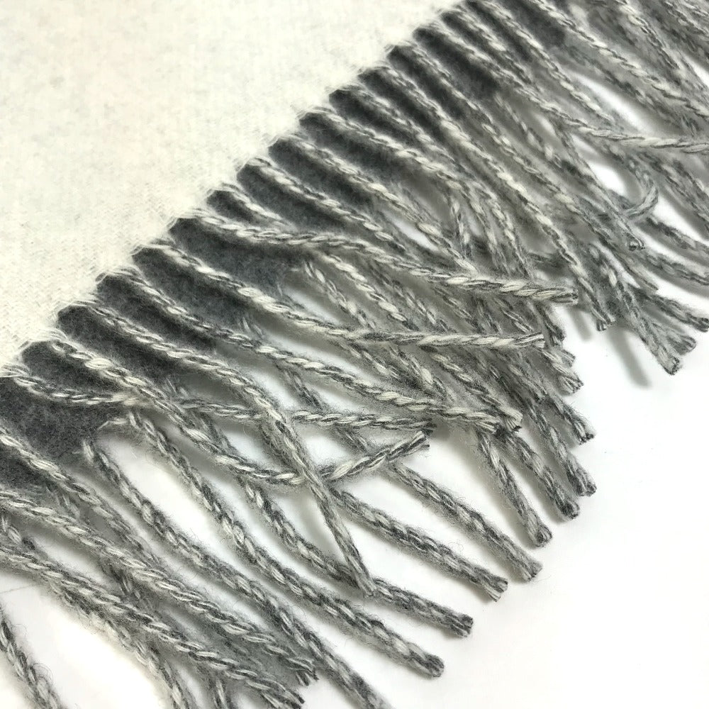 HERMES カザック・オプティック フリンジ バイカラー マフラー カシミヤ レディース グレー×ホワイト - brandshop-reference