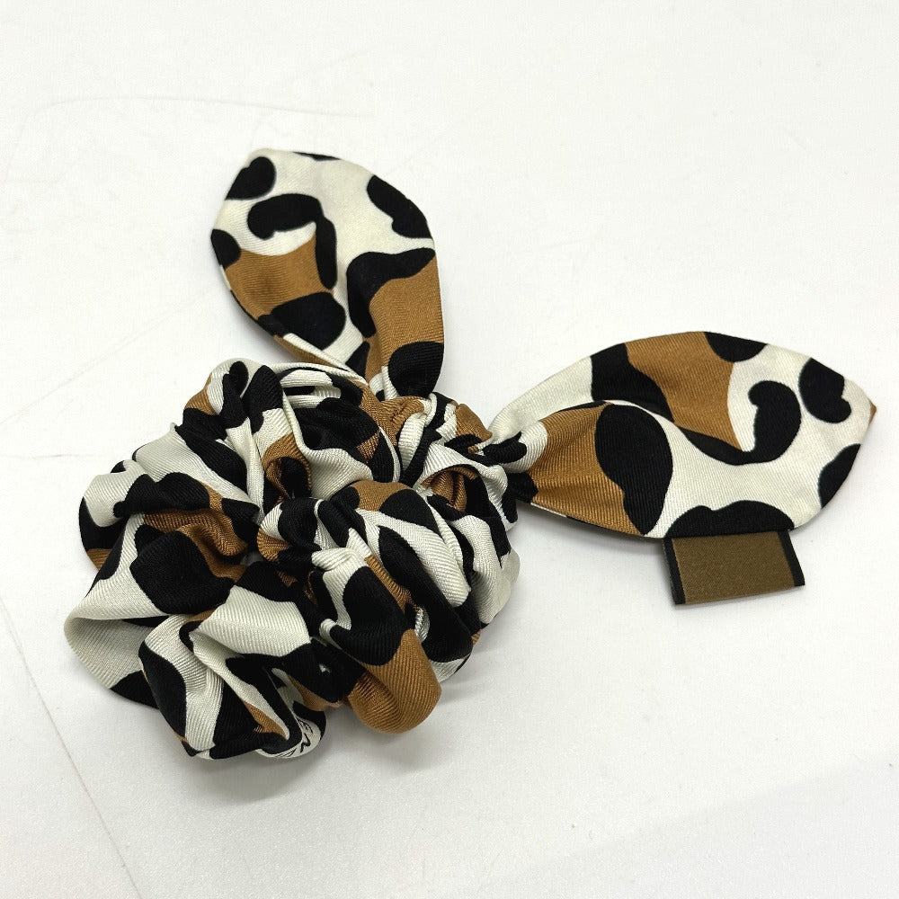 FENDI Leopard Print Hair Accessory, Silk Scrunchie, Women's, Brown