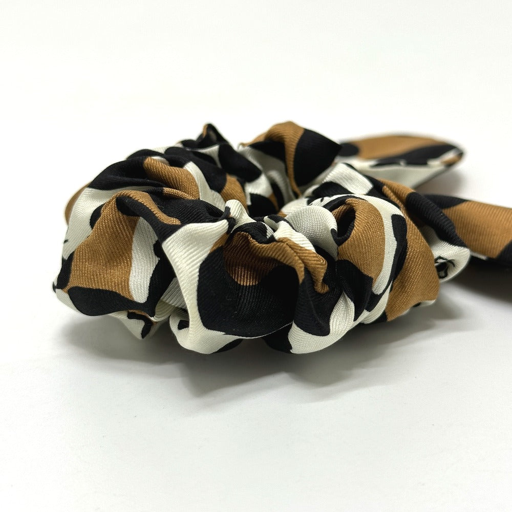 FENDI Leopard Print Hair Accessory, Silk Scrunchie, Women's, Brown