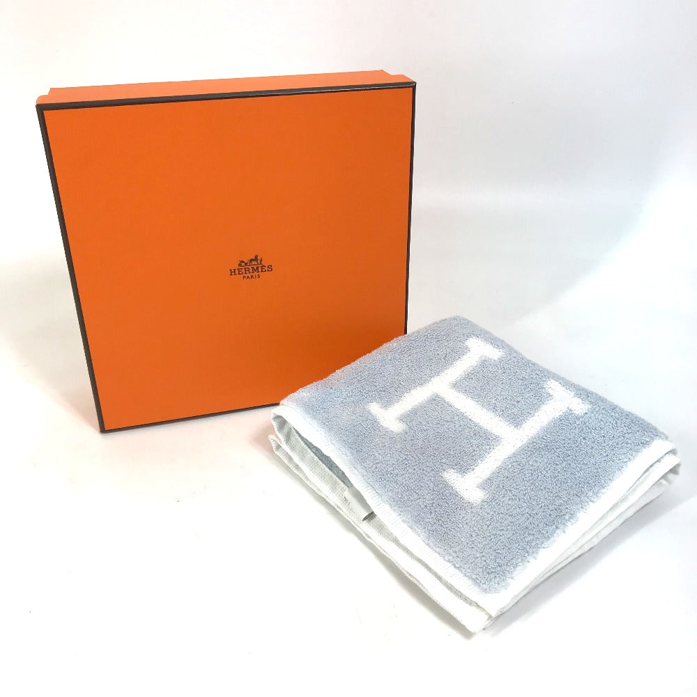 HERMES H Logo Avalon Hand Towel, Cotton, Women's, Blue/White