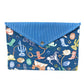 HERMES Flat Western Company GM Envelope Case Pouch Cotton Women's Blue