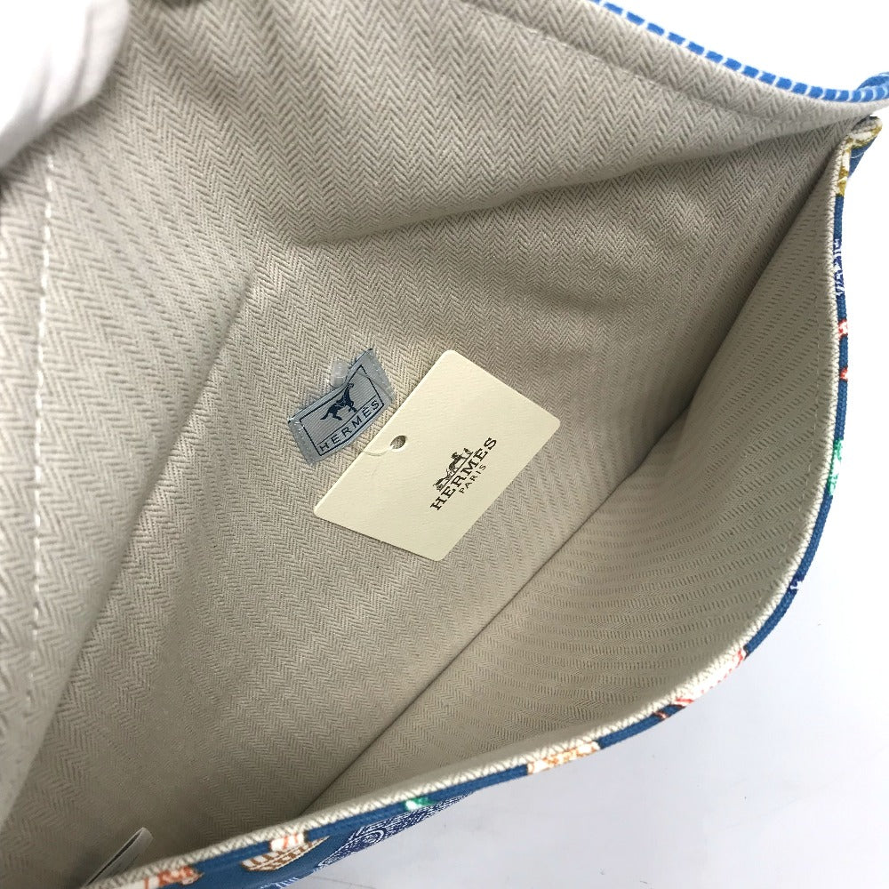 HERMES Flat Western Company GM Envelope Case Pouch Cotton Women's Blue