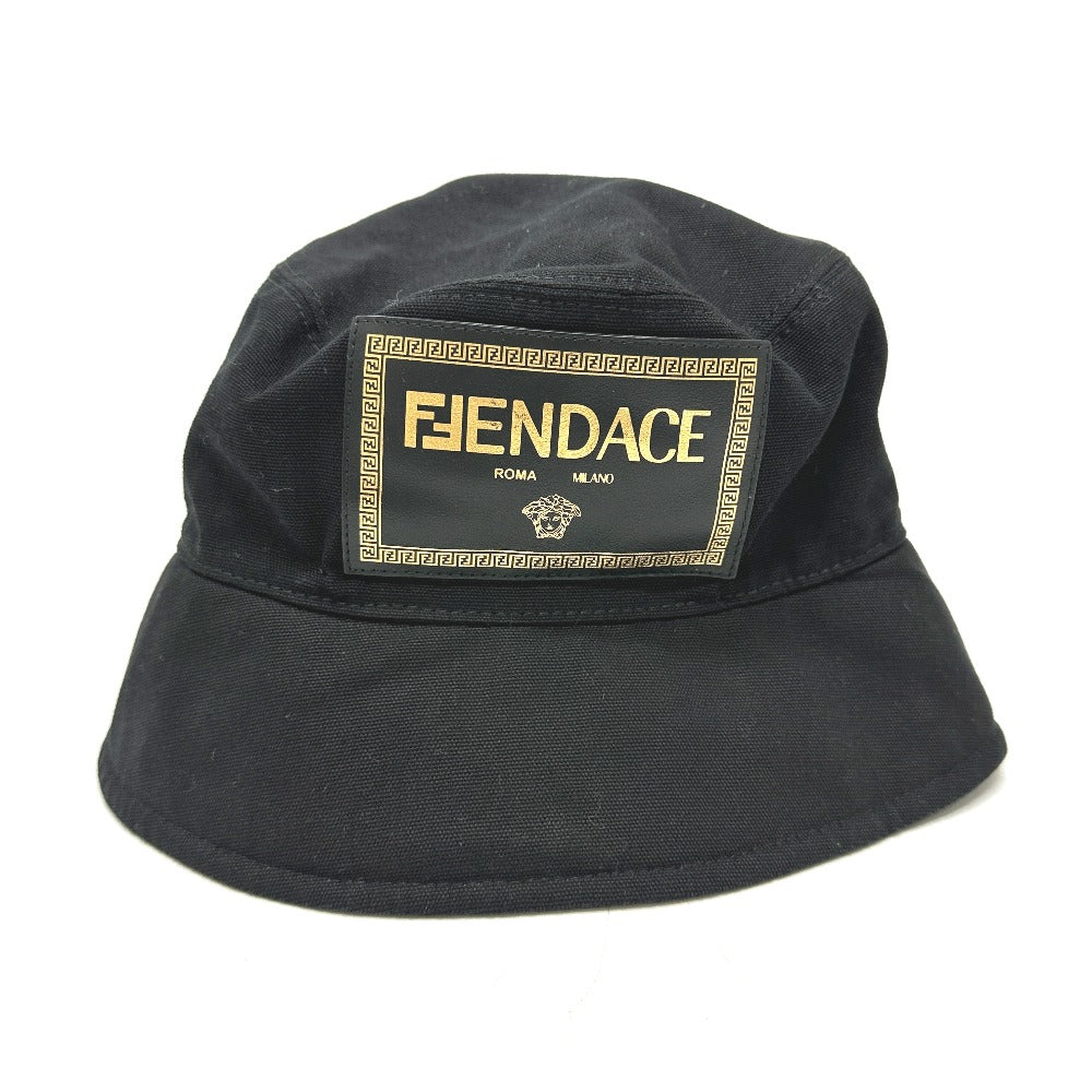 FENDI FXQ801 Versace collaboration logo FENDACE hat, cotton, women's, black
