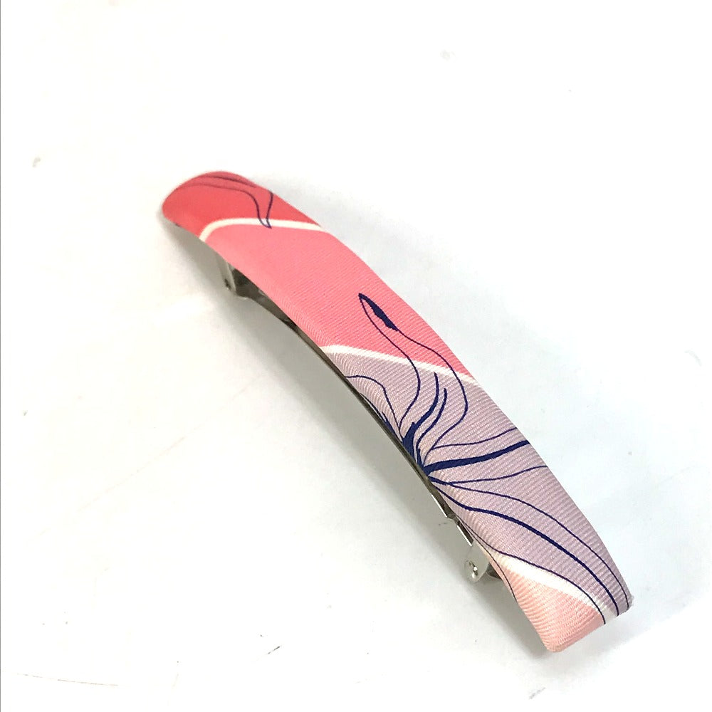 HERMES Hair Accessory, All-Over Print, Silk Barrette, Women's, Pink