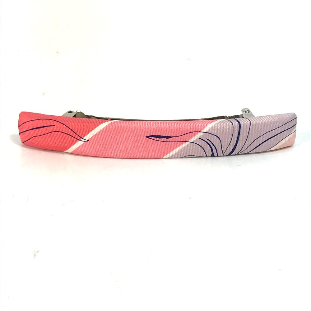 HERMES Hair Accessory, All-Over Print, Silk Barrette, Women's, Pink