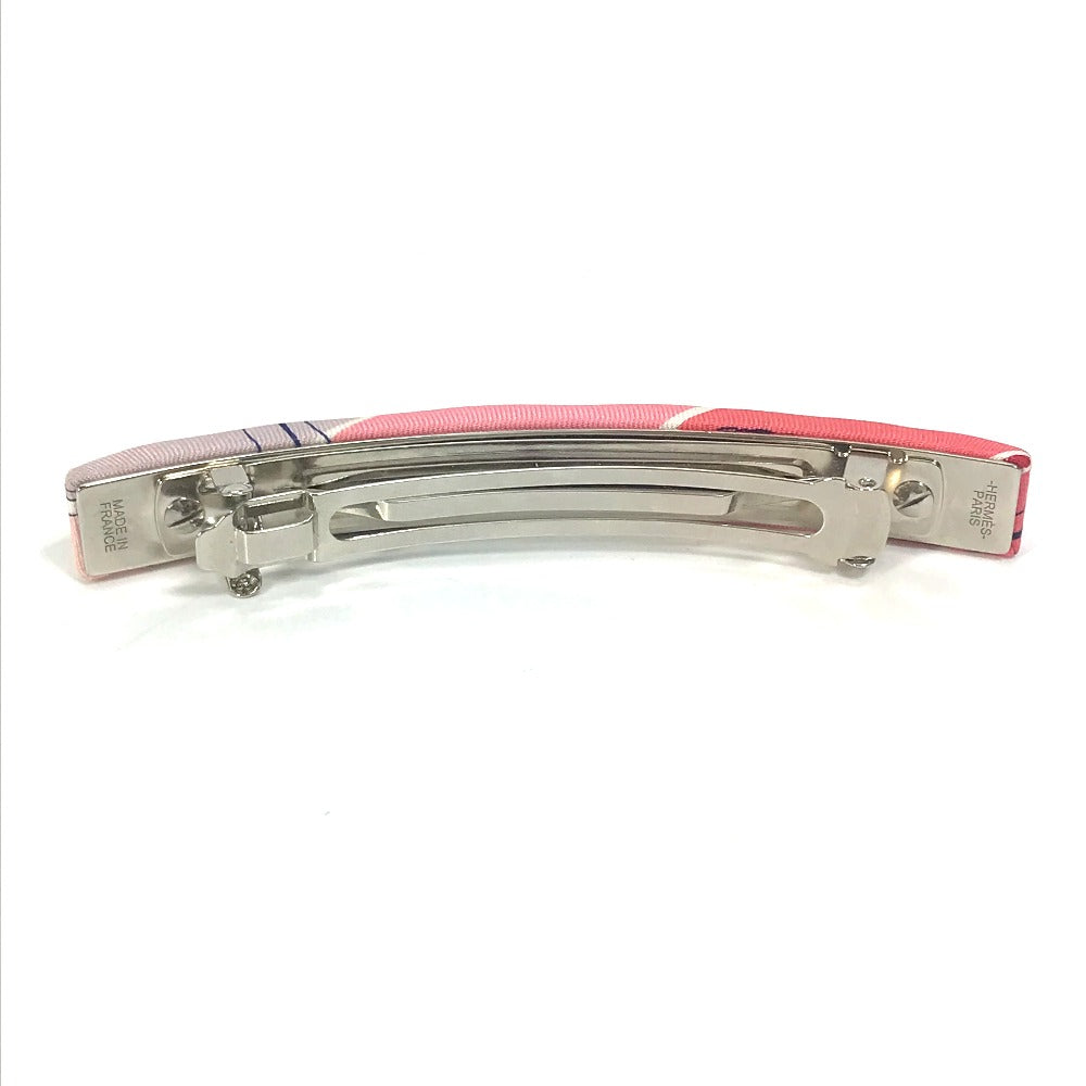 HERMES Hair Accessory, All-Over Print, Silk Barrette, Women's, Pink
