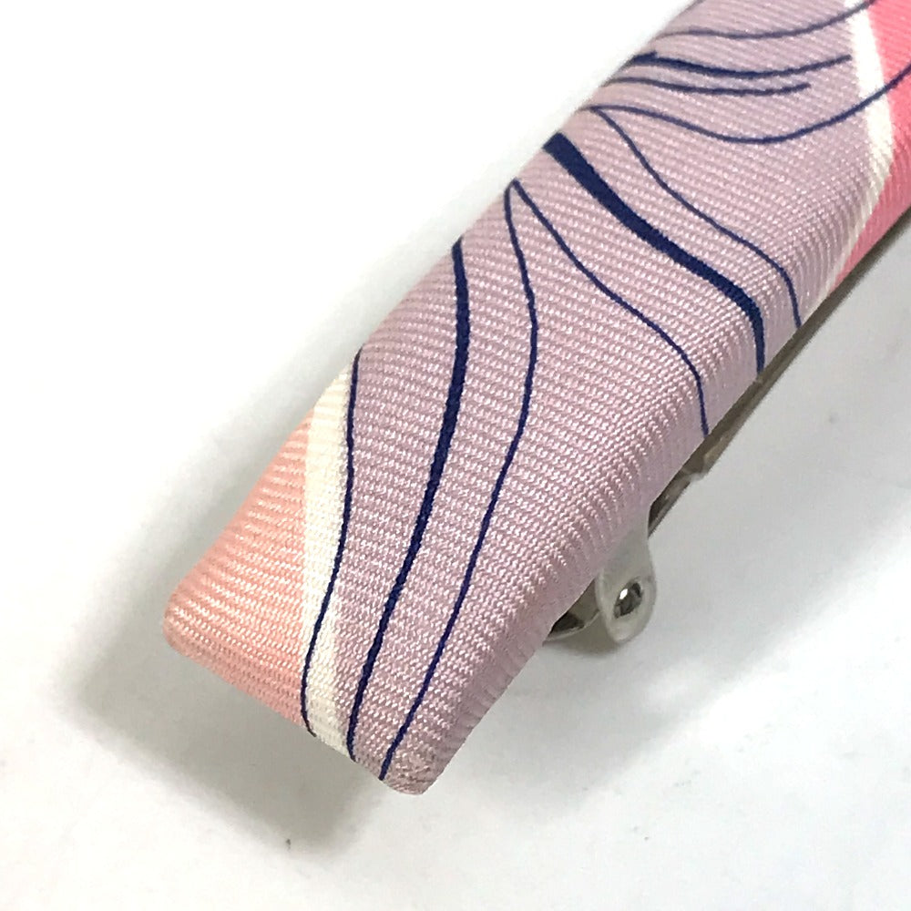 HERMES Hair Accessory, All-Over Print, Silk Barrette, Women's, Pink