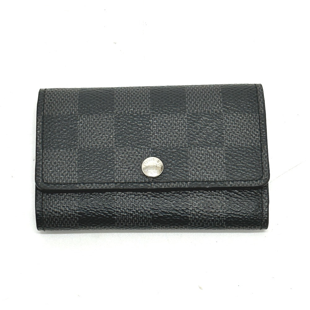 LOUIS VUITTON N62662 Damier Graphite Multicle 6 Key Case in Damier Graphite Canvas, Men's, Black