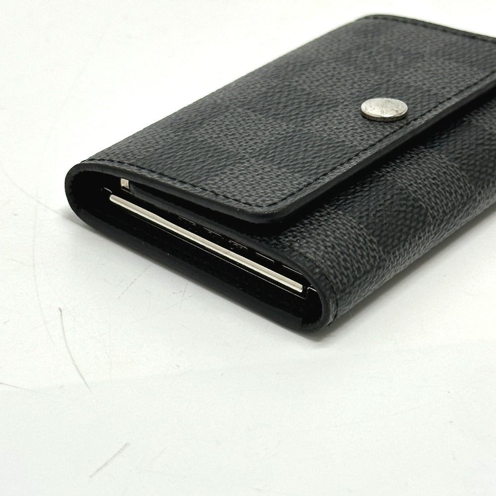 LOUIS VUITTON N62662 Damier Graphite Multicle 6 Key Case in Damier Graphite Canvas, Men's, Black