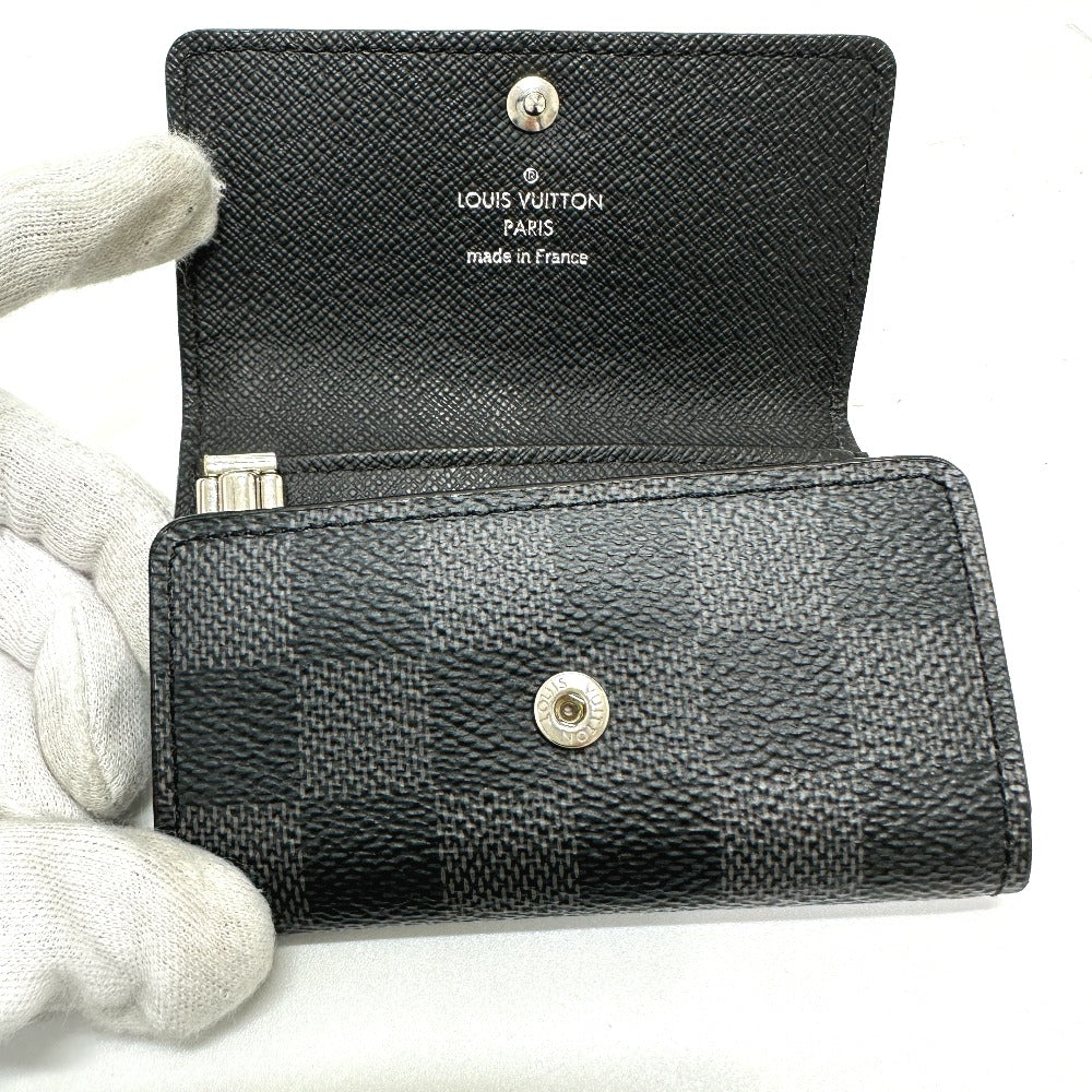 LOUIS VUITTON N62662 Damier Graphite Multicle 6 Key Case in Damier Graphite Canvas, Men's, Black