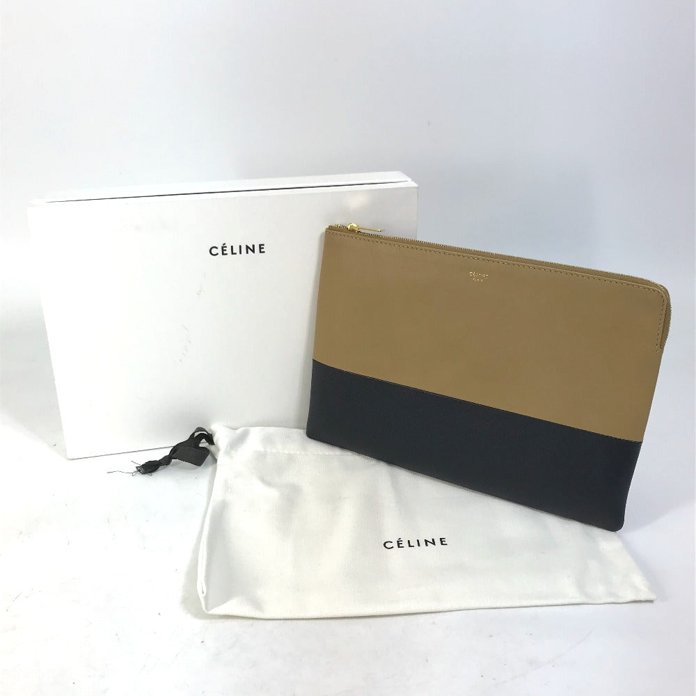 CELINE 100093HTM ツートン バイカラー カバン ポーチ クラッチバッグ レザー レディース - brandshop-reference