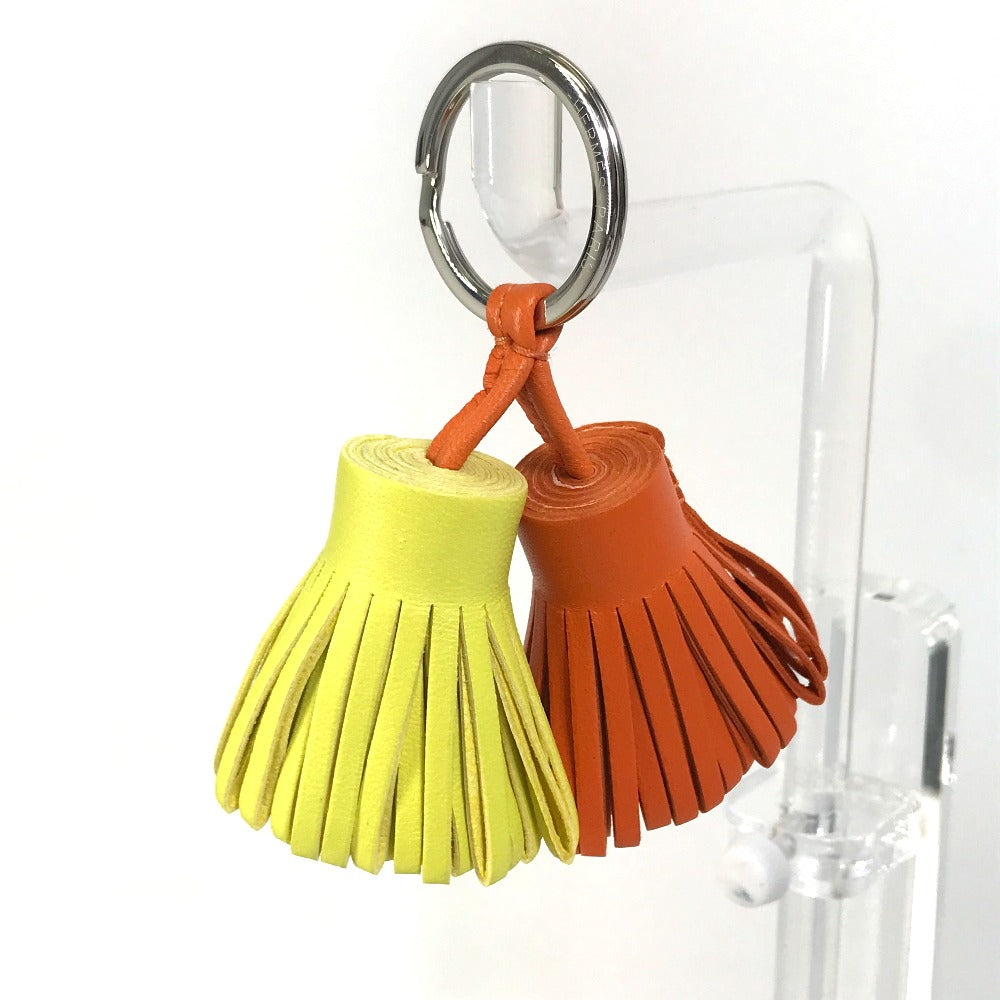 HERMES Fringe Carmen Unodos Bag Charm Key Ring Keychain Anjo Miro Women's Orange x Yellow