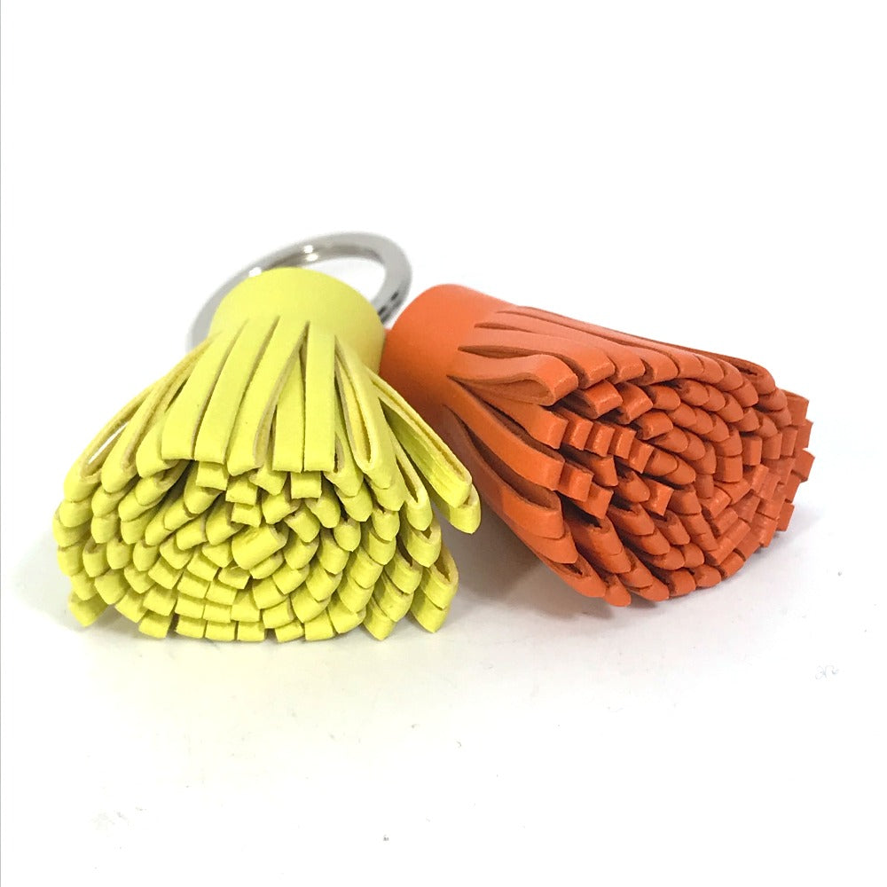 HERMES Fringe Carmen Unodos Bag Charm Key Ring Keychain Anjo Miro Women's Orange x Yellow