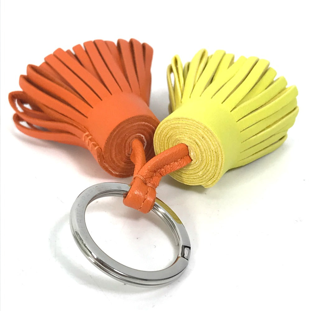 HERMES Fringe Carmen Unodos Bag Charm Key Ring Keychain Anjo Miro Women's Orange x Yellow