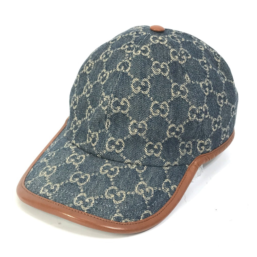 GUCCI 656206 Denim GG Logo Baseball Cap in GG Canvas, Unisex, Navy