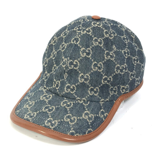 GUCCI 656206 Denim GG Logo Baseball Cap in GG Canvas, Unisex, Navy