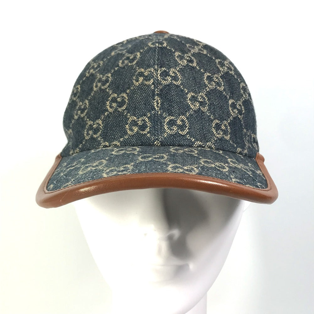 GUCCI 656206 Denim GG Logo Baseball Cap in GG Canvas, Unisex, Navy