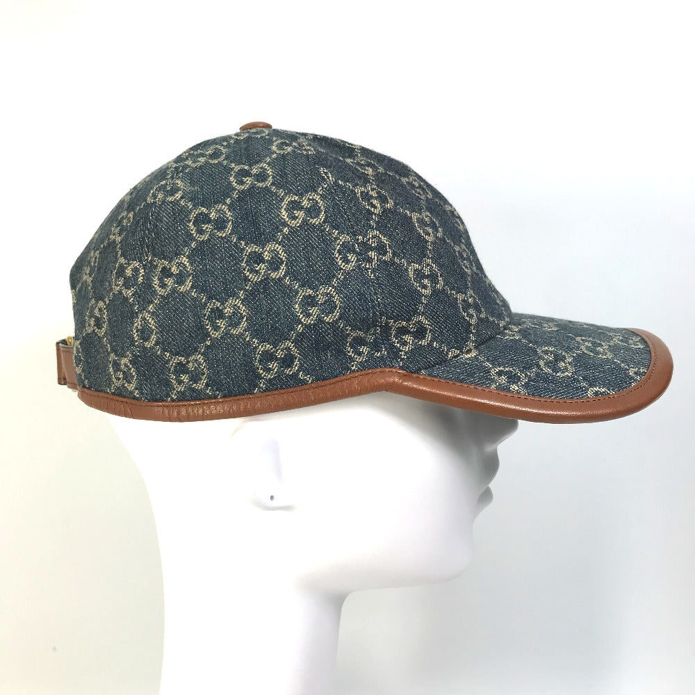 GUCCI 656206 Denim GG Logo Baseball Cap in GG Canvas, Unisex, Navy