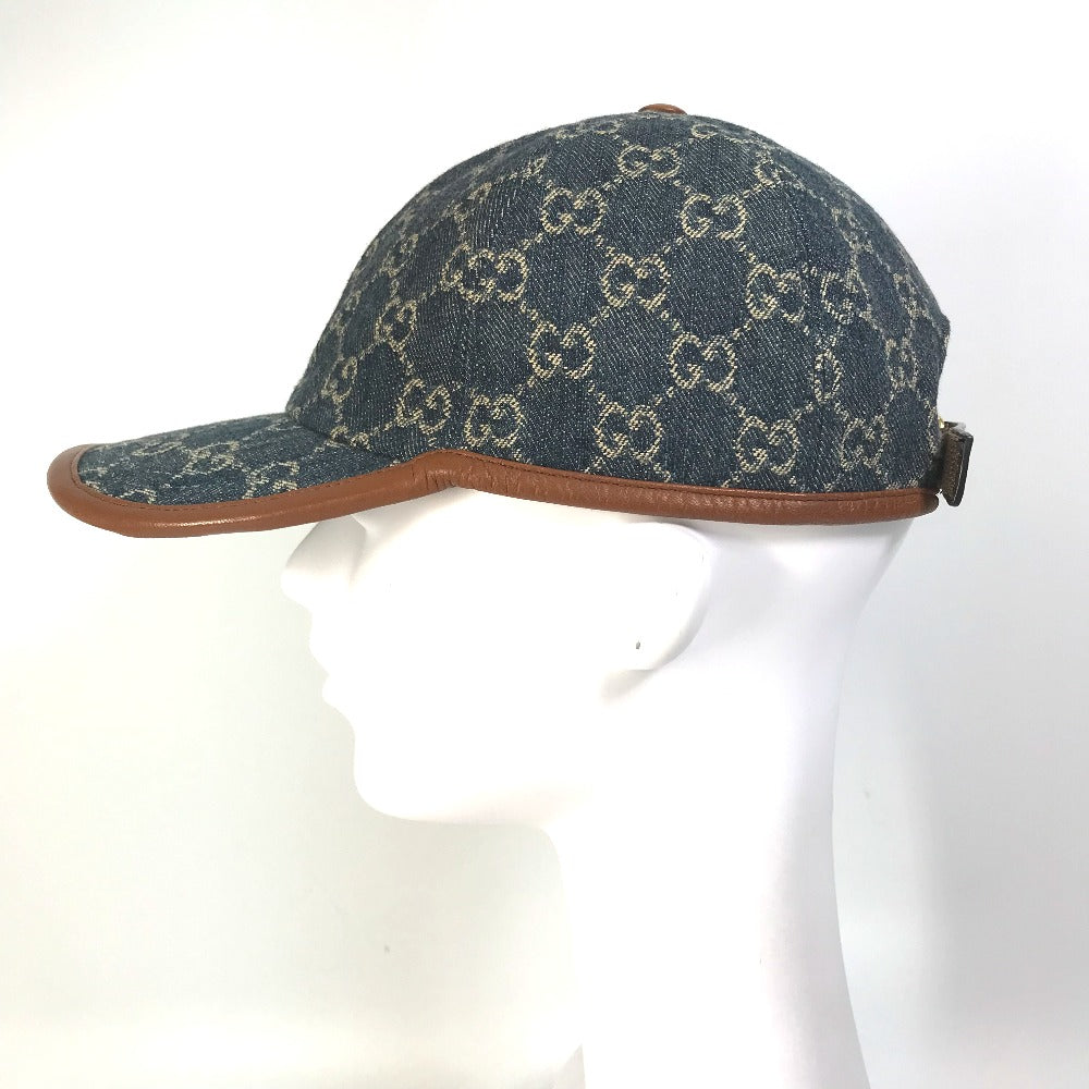 GUCCI 656206 Denim GG Logo Baseball Cap in GG Canvas, Unisex, Navy