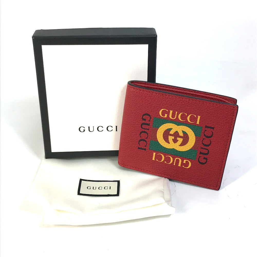 GUCCI 496309 GUCCI プリント ヴィンテージ ロゴ 札入れ カードケース 2つ折り財布 レザー ユニセックス |  brandshop-reference