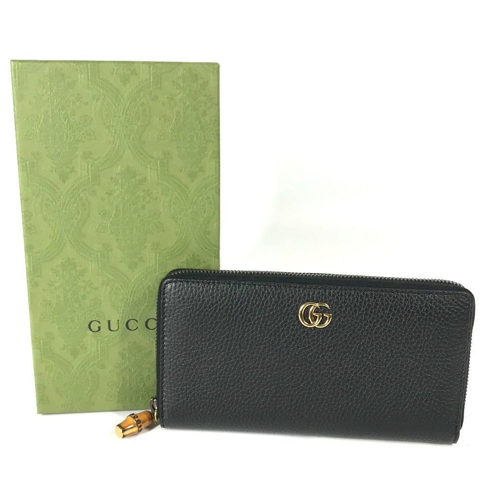 GUCCI 739499 GGマーモント バンブー ラウンドファスナー ロングウォレット 長財布 レザー レディース - brandshop-reference