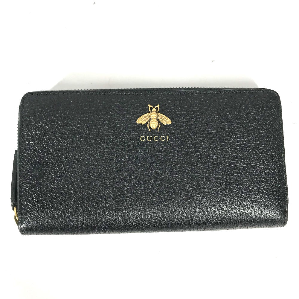 GUCCI 523667 ビー BEE ラウンドファスナー ロングウォレット 長財布 レザー レディース - brandshop-reference