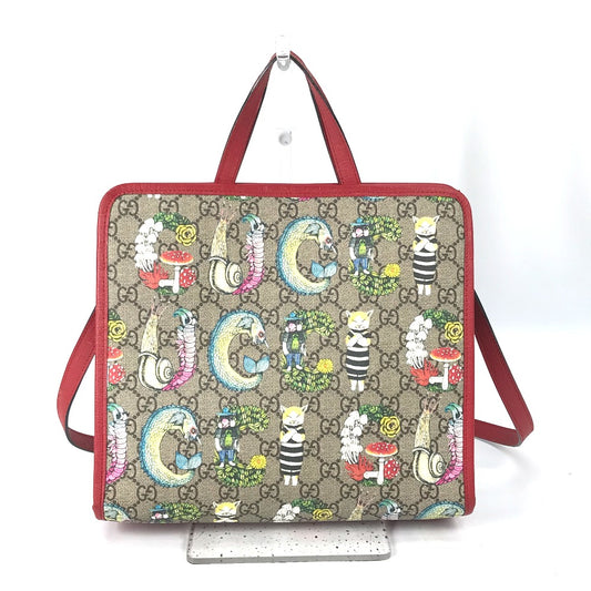 GUCCI 612992 GG Yuko Higuchi Children's Cat 2-Way Shoulder Bag/Crossbody Bag/Handbag in GG Supreme Canvas, Beige