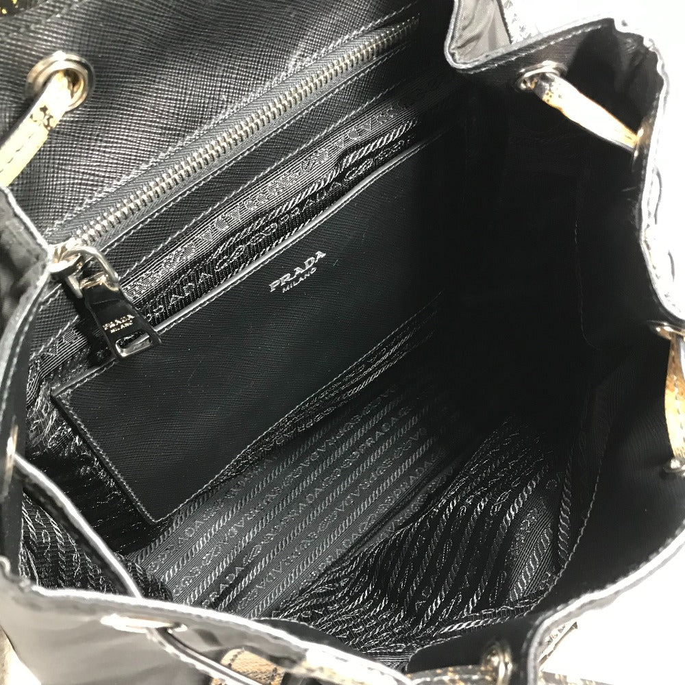 PRADA 1BZ038 トライアングルロゴ 三角ロゴ プレート チェック バックパック カバン 巾着 リュックサック ナイロン/レザー メンズ - brandshop-reference