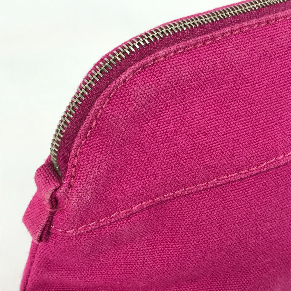 HERMES Bolide Mini Makeup Pouch, Canvas, Women's, Pink