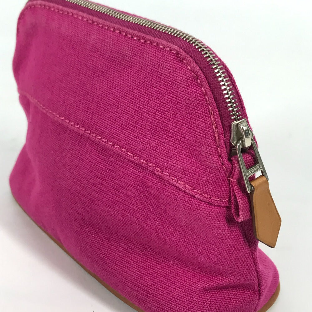 HERMES Bolide Mini Makeup Pouch, Canvas, Women's, Pink