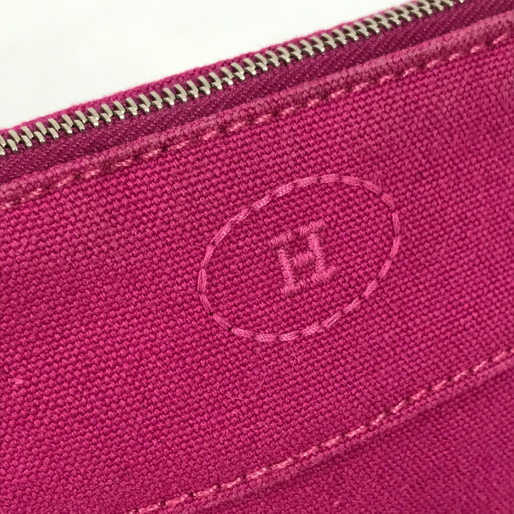 HERMES Bolide Mini Makeup Pouch, Canvas, Women's, Pink