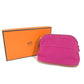 HERMES Bolide Mini Makeup Pouch, Canvas, Women's, Pink