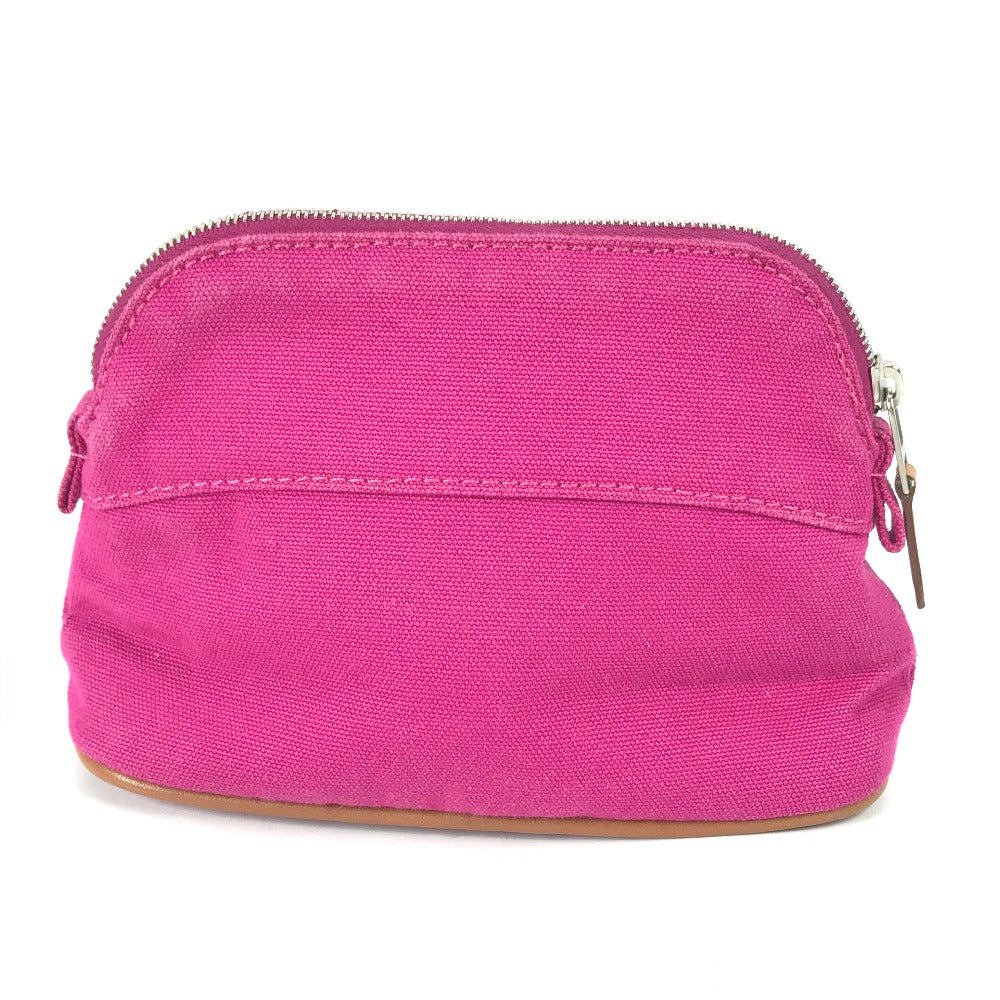 HERMES Bolide Mini Makeup Pouch, Canvas, Women's, Pink
