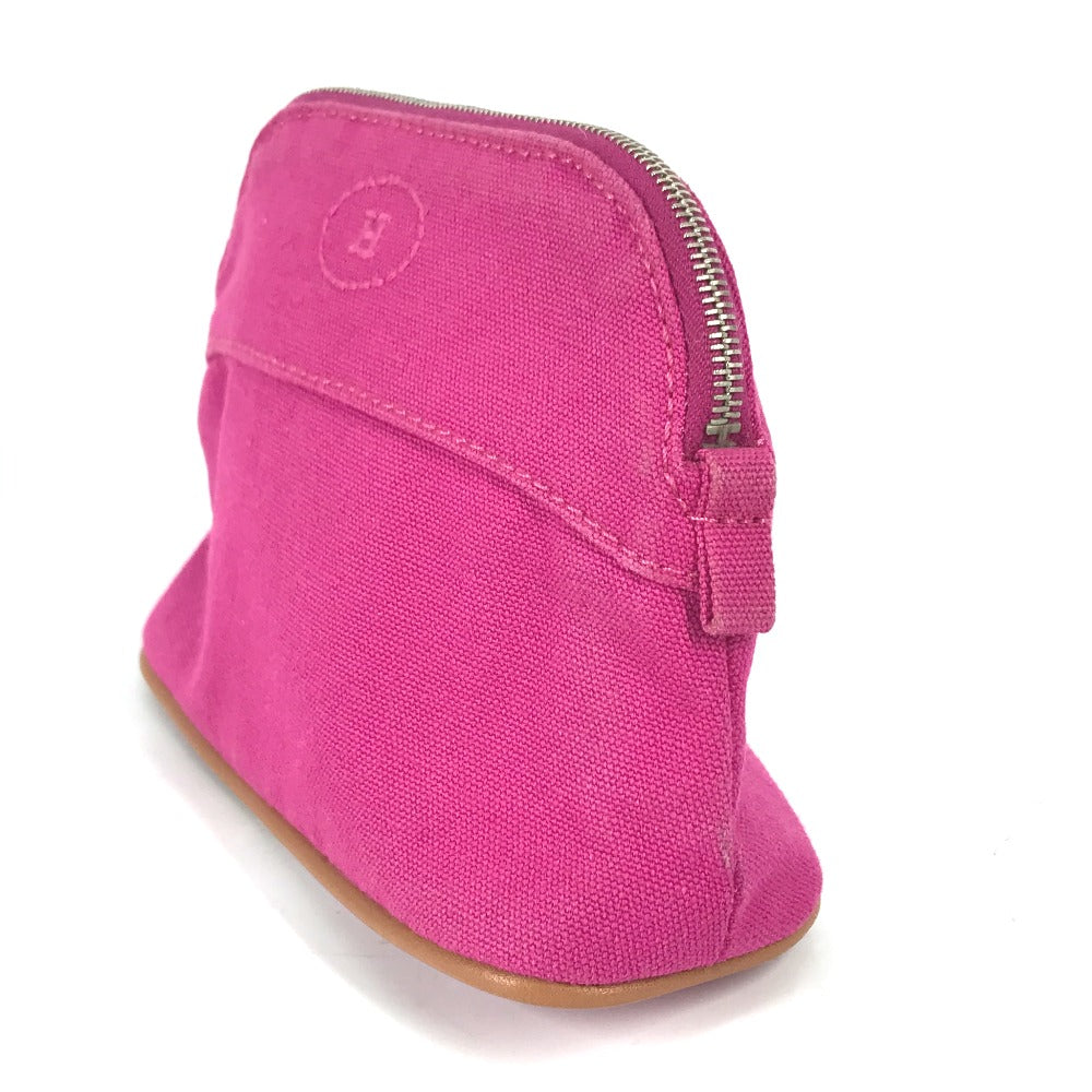 HERMES Bolide Mini Makeup Pouch, Canvas, Women's, Pink