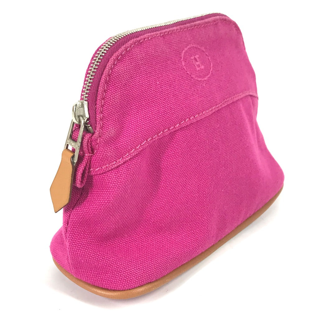 HERMES Bolide Mini Makeup Pouch, Canvas, Women's, Pink