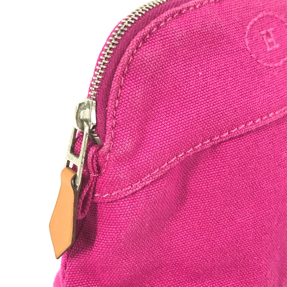 HERMES Bolide Mini Makeup Pouch, Canvas, Women's, Pink
