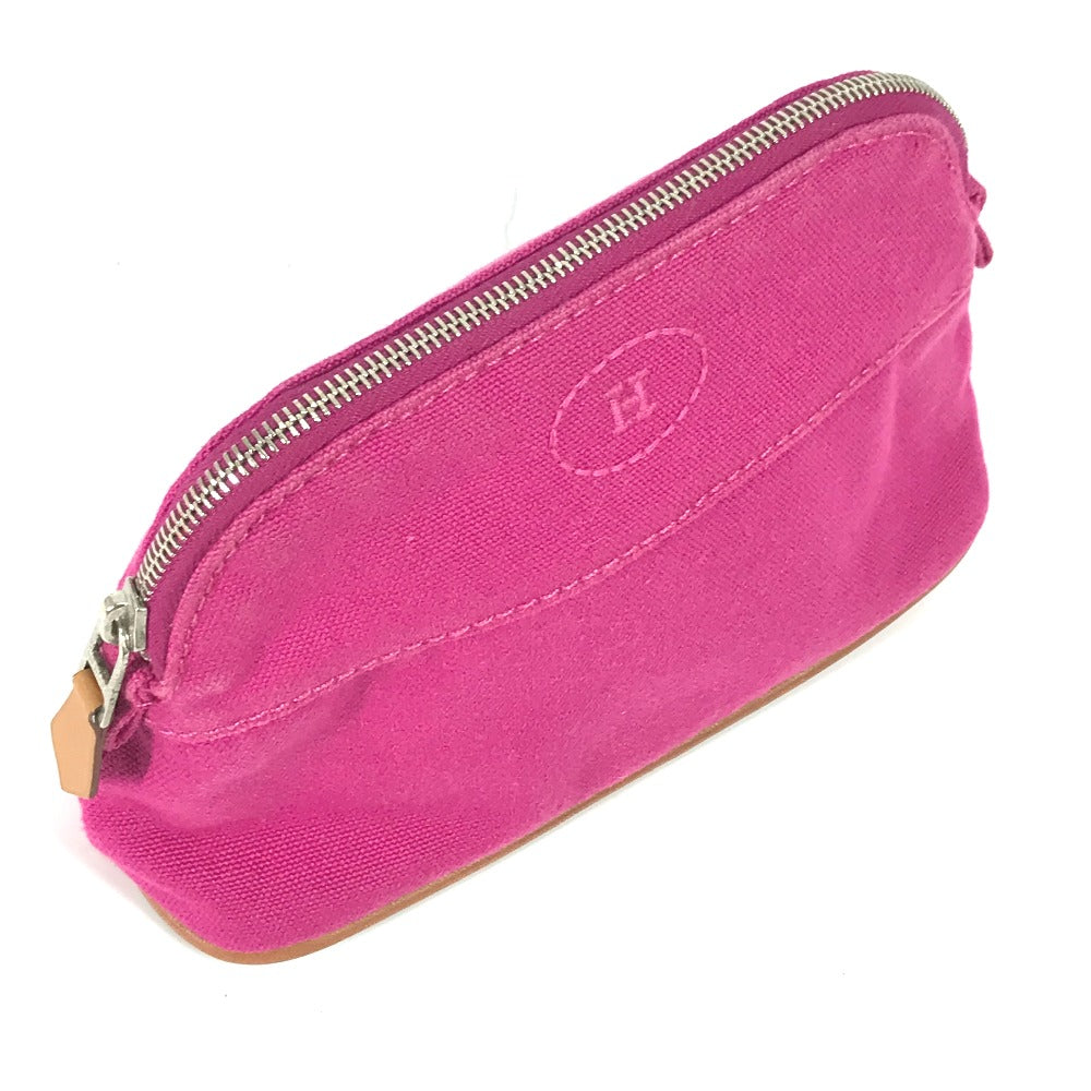 HERMES Bolide Mini Makeup Pouch, Canvas, Women's, Pink
