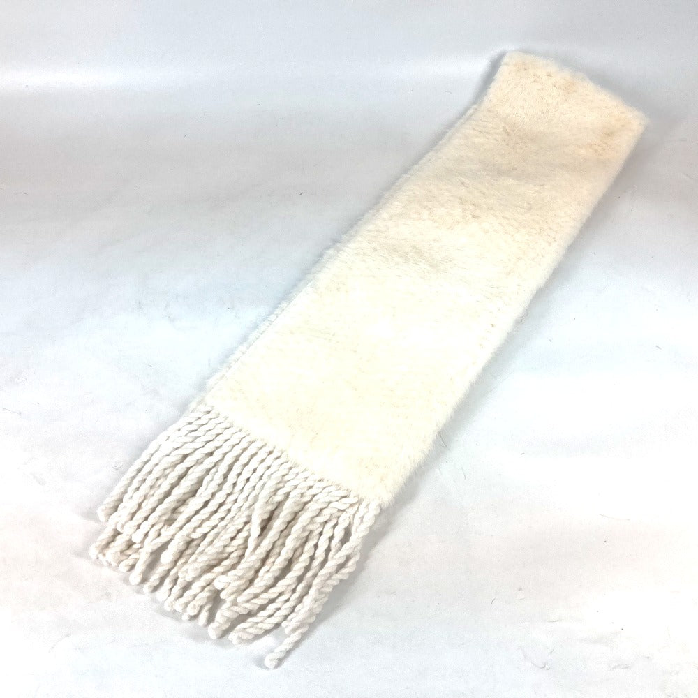 FENDI FNG477 FILA collaboration logo fur stole/fringe scarf in white for women
