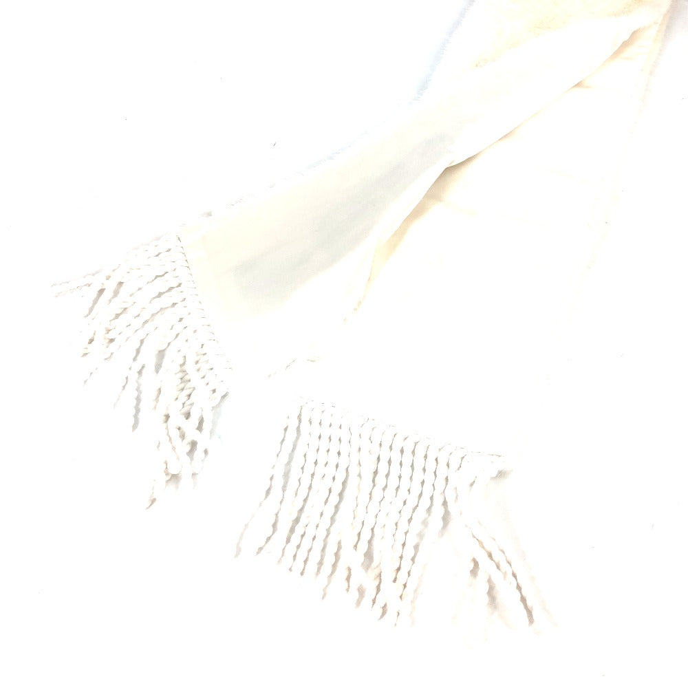 FENDI FNG477 FILA collaboration logo fur stole/fringe scarf in white for women