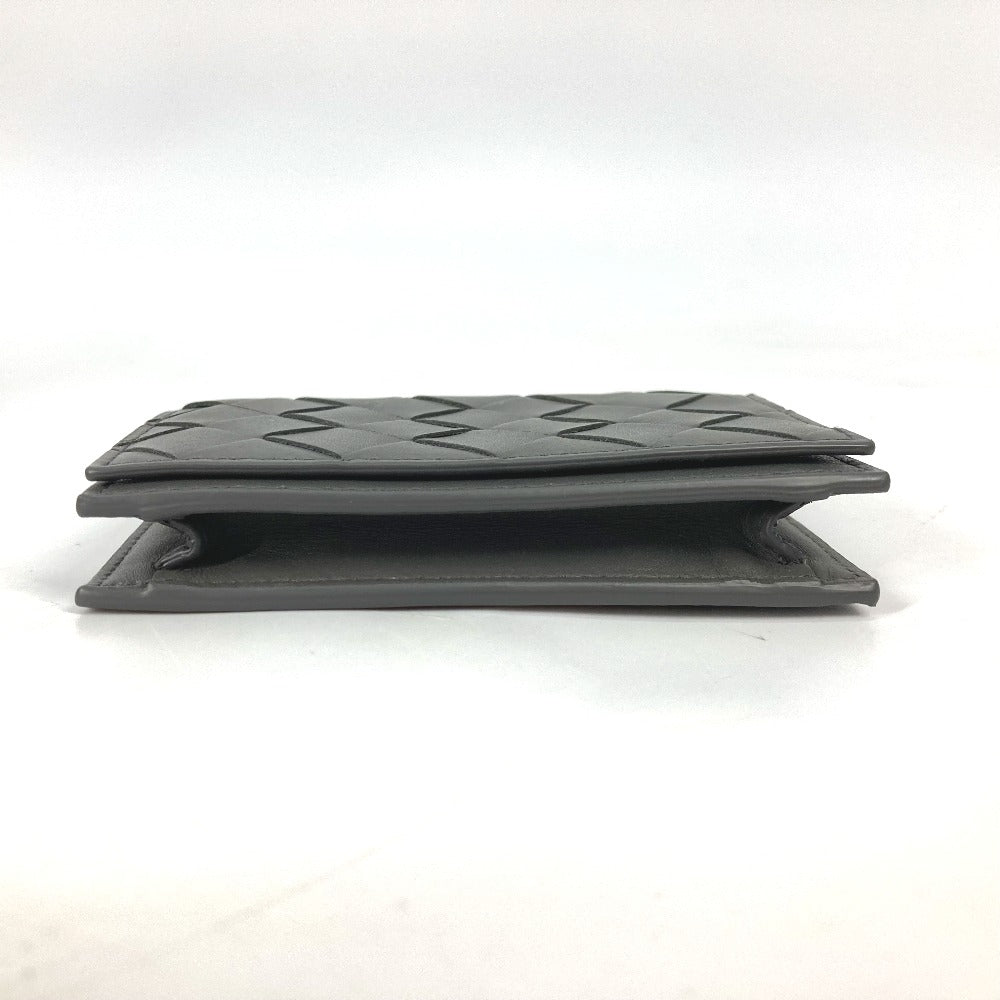 BOTTEGA VENETA 605720 Bifold Intrecciato Leather Pass Case/Business Card Case for Men, Gray