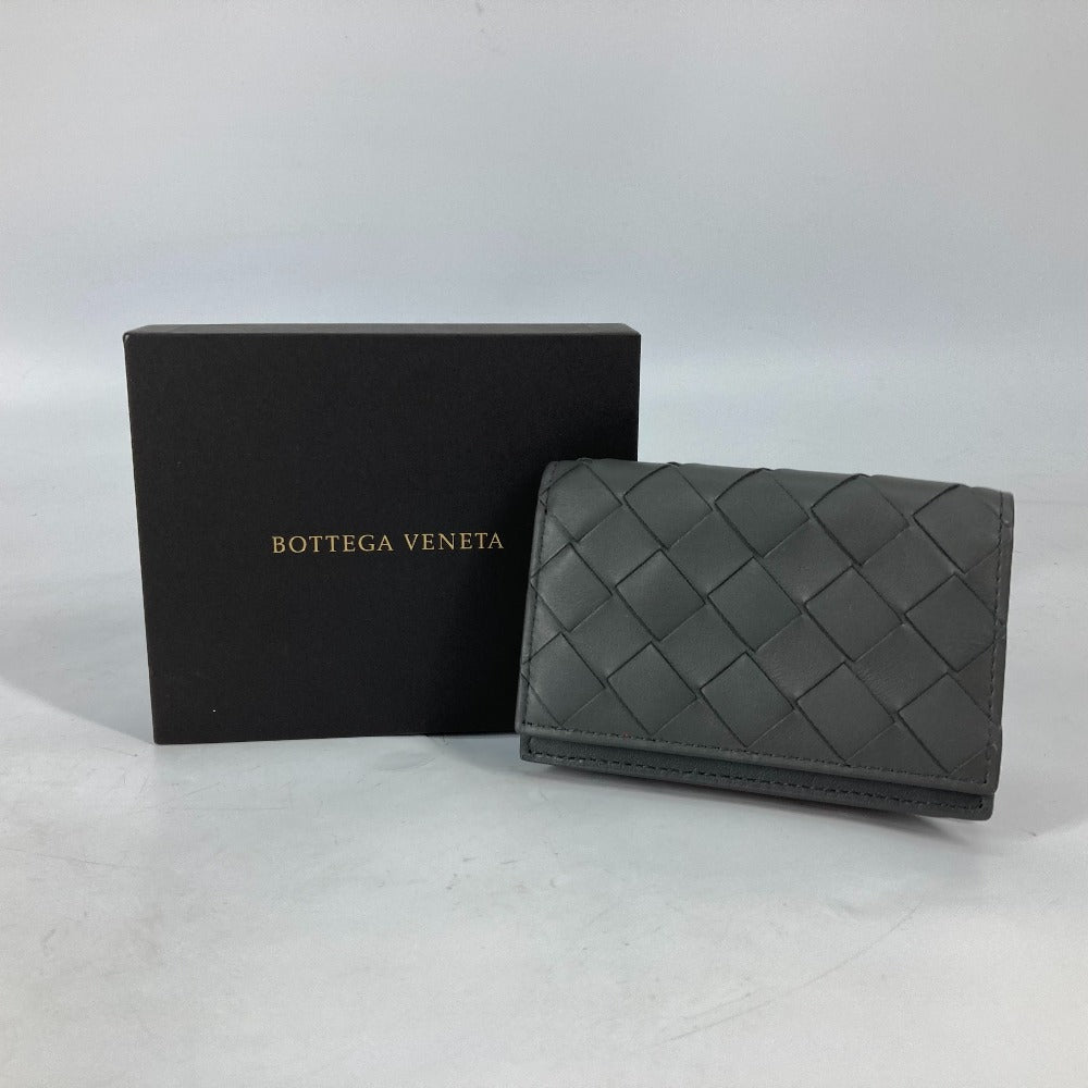 BOTTEGA VENETA 605720 Bifold Intrecciato Leather Pass Case/Business Card Case for Men, Gray