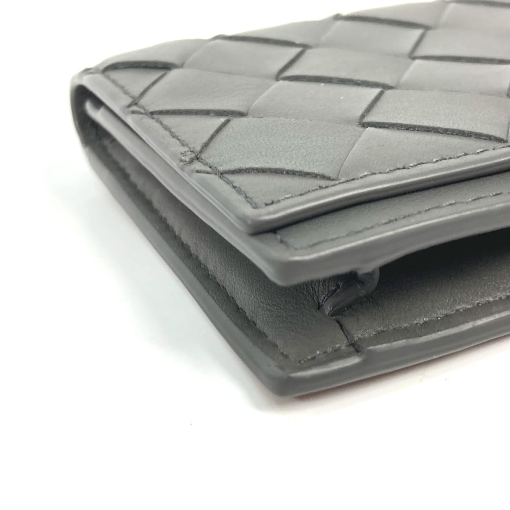 BOTTEGA VENETA 605720 Bifold Intrecciato Leather Pass Case/Business Card Case for Men, Gray