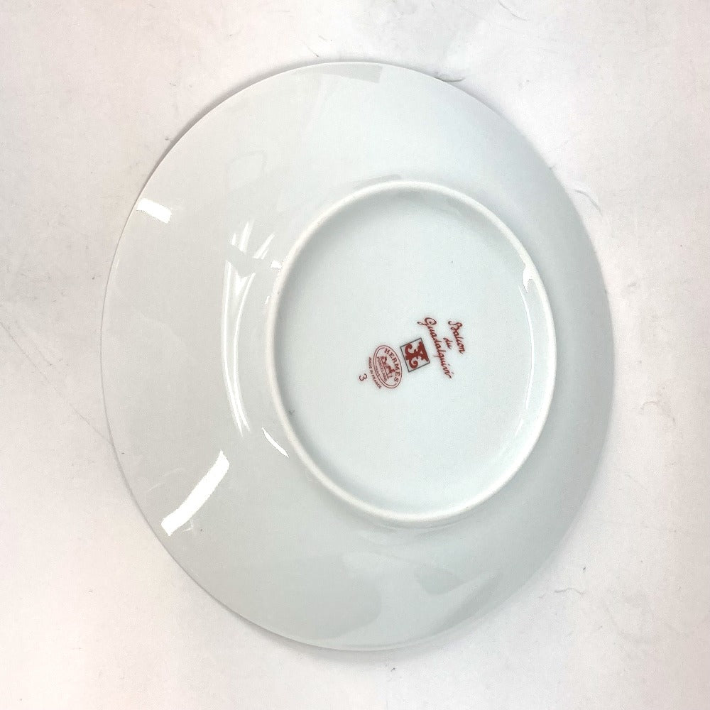 HERMES 17cm Gadalquivir No. 3 Plate, Ceramic Bread Plate, Dish Plate, Unisex, Red and White